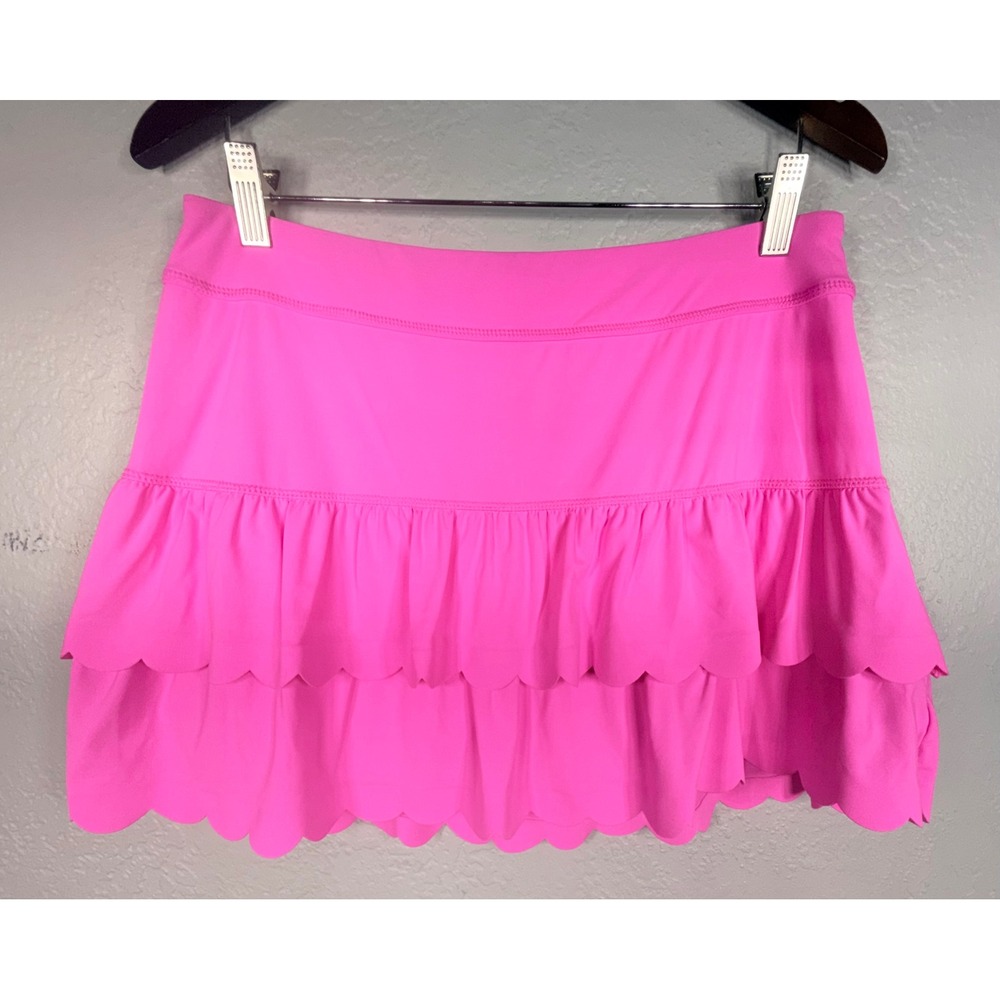 Lilly Pulitzer Luxletic Pink Tiered Scalloped Skort Womens L Active Golf Skirt